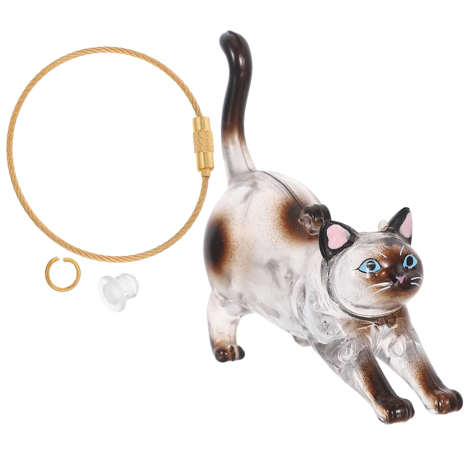 

Cat Hair Keepsake Keychain Clear Transparent Pet Hair Storage Capsule Clasp Japanese Cat Keyrings Memorial Organizer