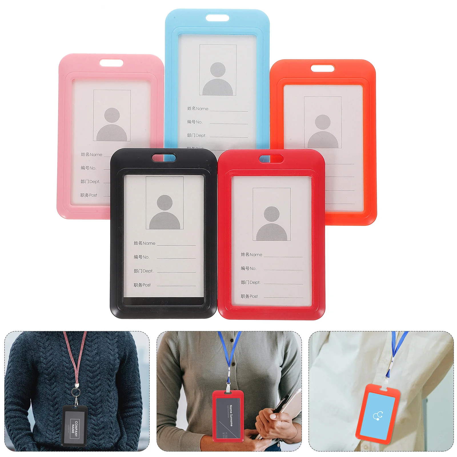 5 قطعة غطاء عمل منزلق قابل للضغط حامل شارة الموظفات حامي شارة الهوية غطاء خفيف الوزن لون عشوائي #5