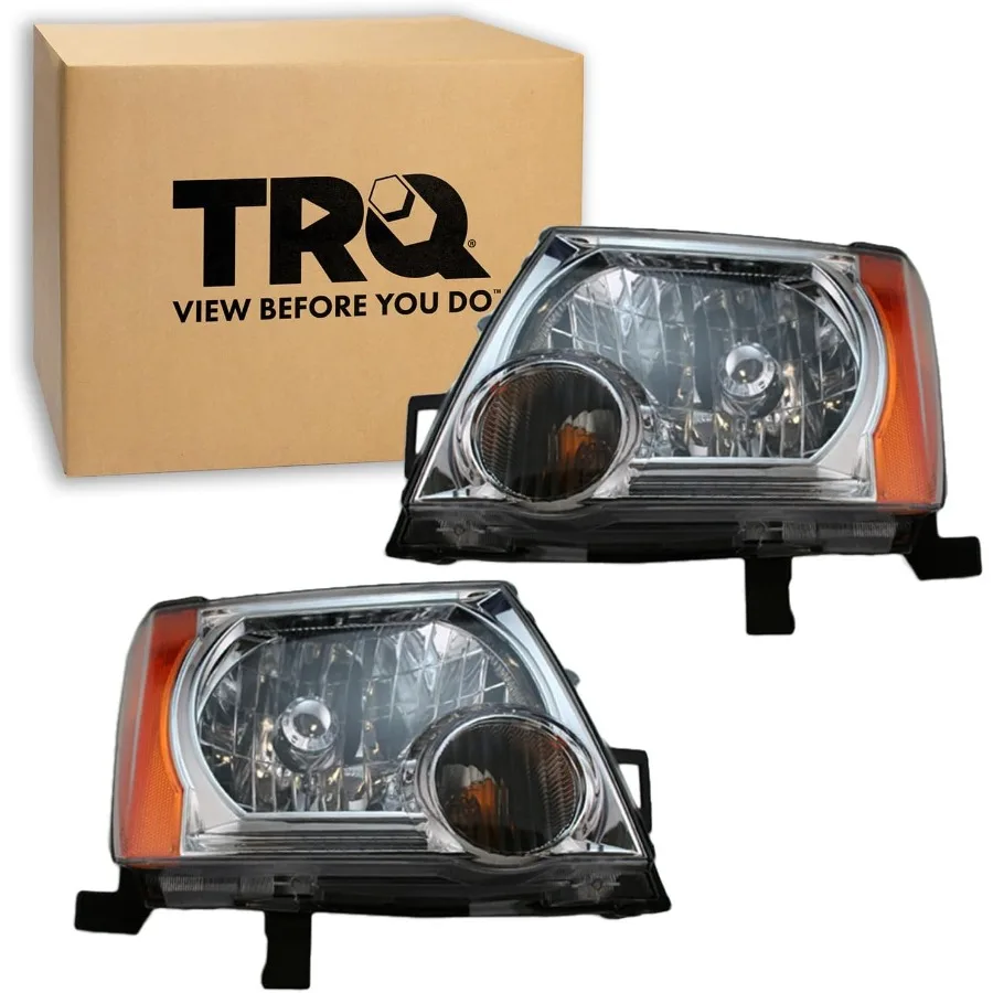 

Комплект фар в сборе из 2 предметов с хромированной рамкой для стороны водителя и пассажира, совместимый с Nissan Xterra 20052015.