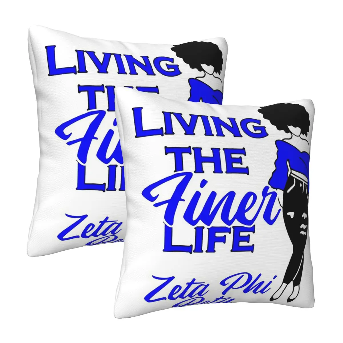 Zeta Phi Beta Sorority Logo 2 قطعة المخدة المربعة غطاء وسادة وسادة ديكور الراحة رمي وسادة لغرفة المعيشة المنزلية #2