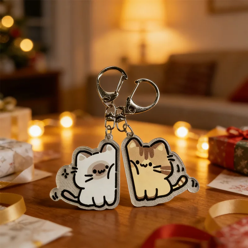 

Pair of Cute Cat Keychains​ Matching but Can Be Worn Separately for Backpacks or Keys Add a Playful Touch to Your Everyday Carry