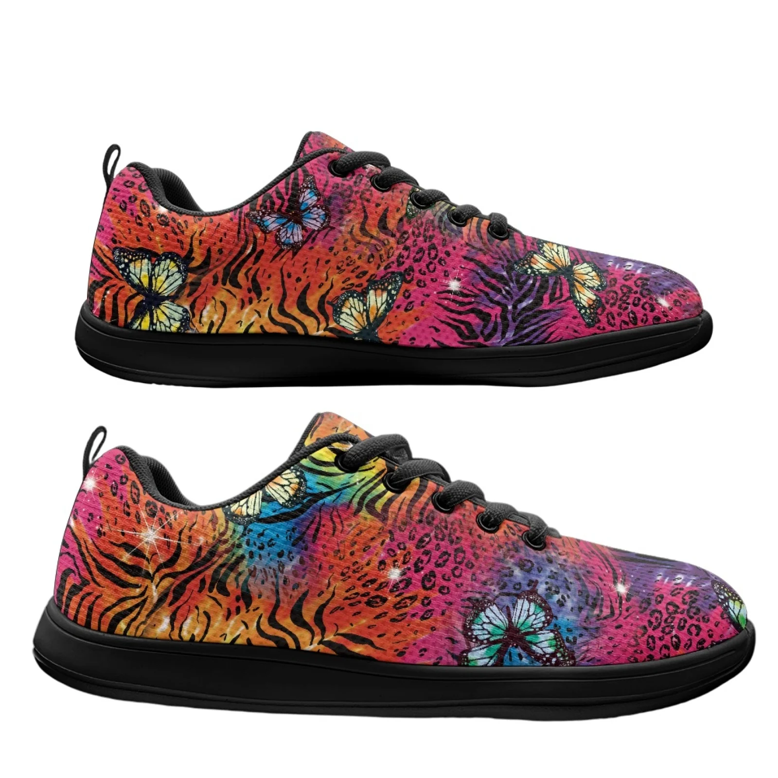 PENSTROLL Tie Dye Butterfly Print Hiking Walking Shoes Fashion Sneakers for Men Closed Toe Barefoot Walking Shoes