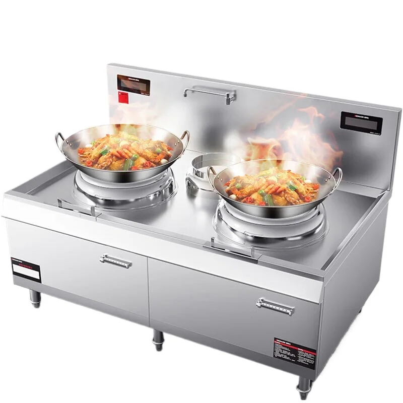

High power, commercial induction cooker, large pot stove, kitchen equipment double head single tail stir fry stove