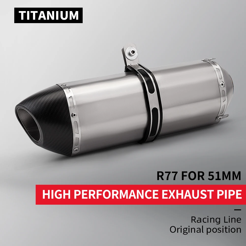 

Titanium alloy Universal 51MM Motorcycle Exhaust Pipe for Ninja 400 R3 Z900 S1000RR MT-07 PCX160 Duke 390 R1