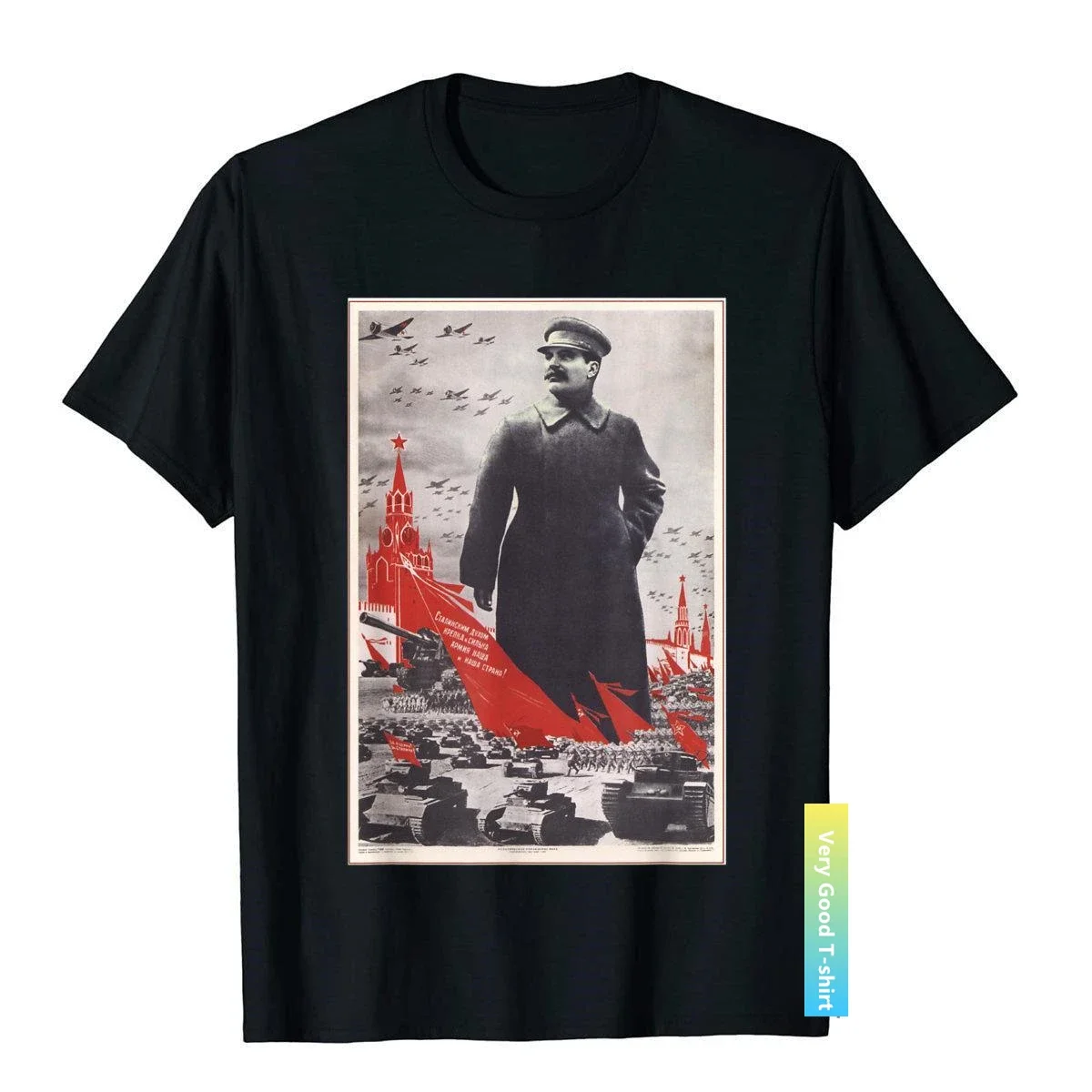 Joseph Stalin Vintage USSR Retro Soviet Poster Tee Funny Customized T Shirts Cotton Boy Tees Simple Style