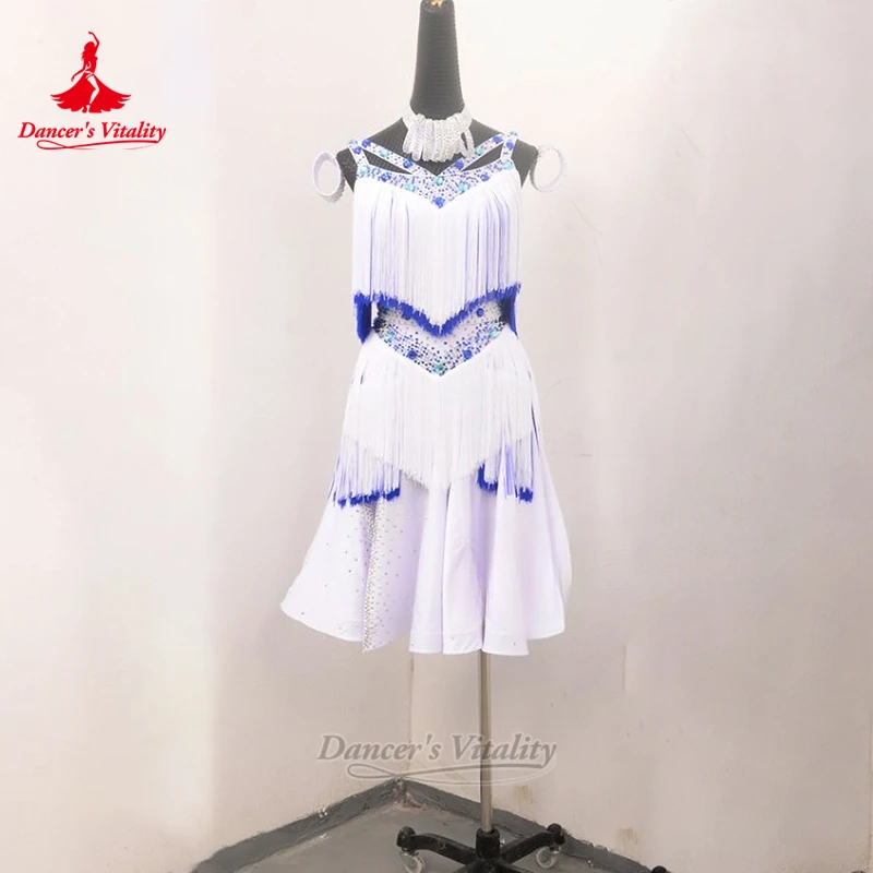 الكبار الفلورسنت الأصفر اللاتينية AB الأحجار عارية الذراعين شرابات فساتين فاخرة تخصيص حيوية الراقصة تشاتشا سامبا السالسا الملابس #3