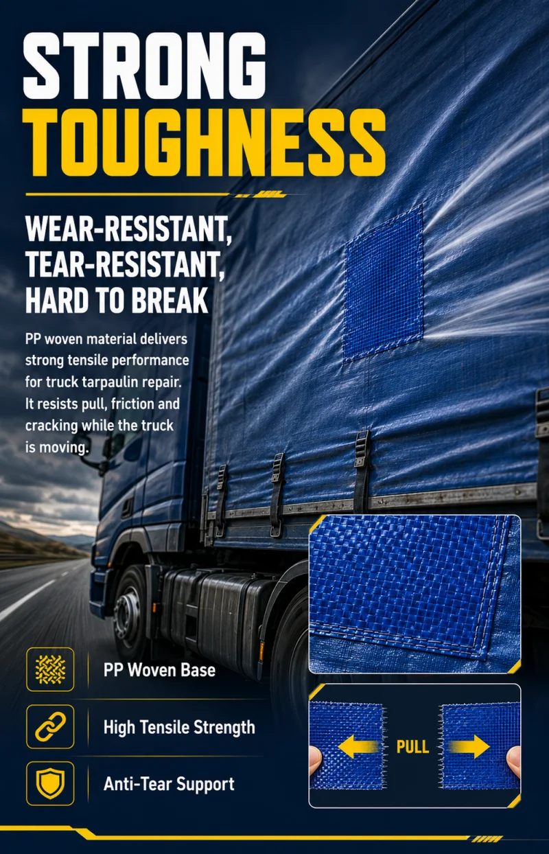 LKW-Planenreparaturband, wasserdicht, stark klebend, Reparaturrolle für PVC-, PE-Planen, Zeltabdeckungen, Taschen, Leckreparatur, Outdoor – Detail 4