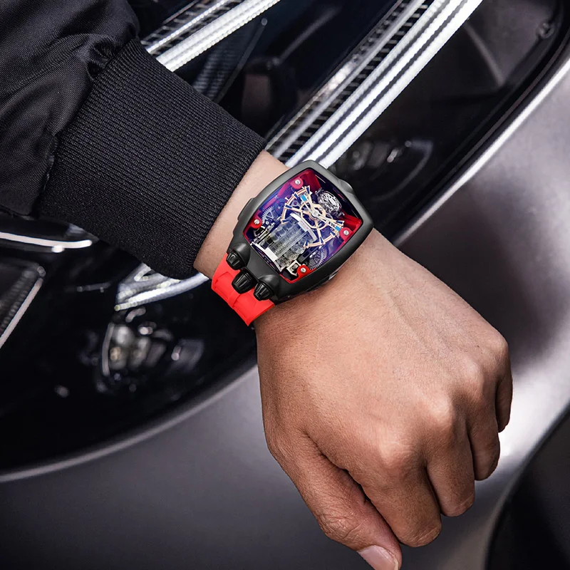 Nowy męski zegarek mechaniczny Feice, supercar, modny, ażurowy, w pełni automatyczny, podświetlany, wodoodporny FM666