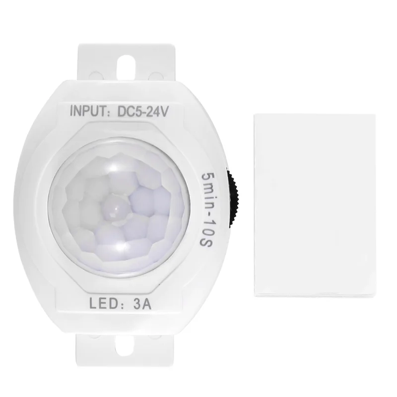 AEE7-PIR Infrared Motion Sensor  DC5-24V Auto On Off Timer Switch Home LED Light Body PIR Motion Sensor Lamp(White)