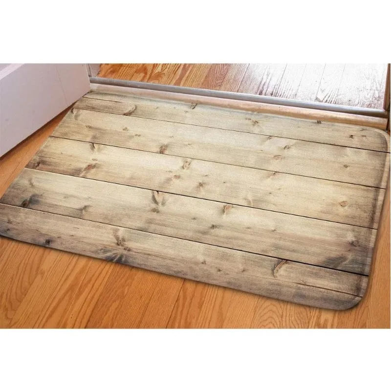 Wood Rainbow Printed Bath Mat Super Absorbent Doormat for Home Decor Non Slip Kitchen Rugs Laundry Room Floor Entrance Carpet