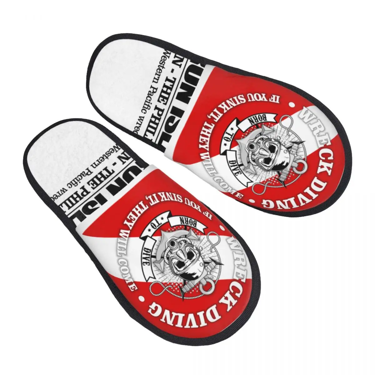 

Scuba Diving Dive Diver Comfort Scuff Memory Foam Slippers Women Spa House Shoes