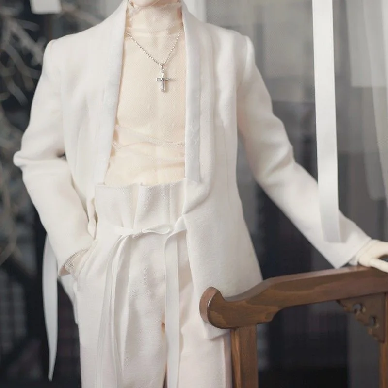 Poupée BJD à la mode 1/3, vêtements décontractés blancs 3 pièces avec maillot de corps en dentelle, ensemble de vêtements pour garçon SD