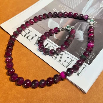 New Chinese style opal garnet red abalone shell copper plated real gold buckle jewelry retro French expensive fashion necklace