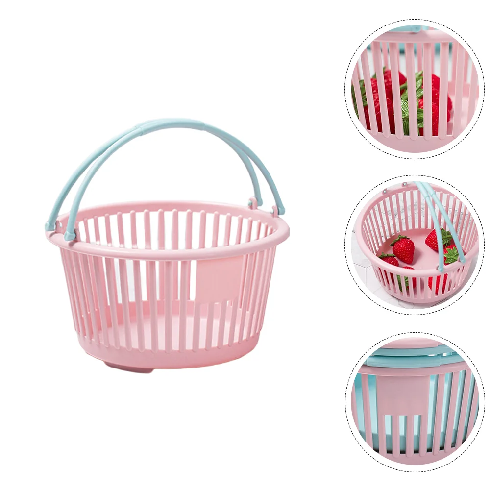 

Versatile Storage Container Basket Toy Bins Plastic Fruit Mini Tote Pink Baskets