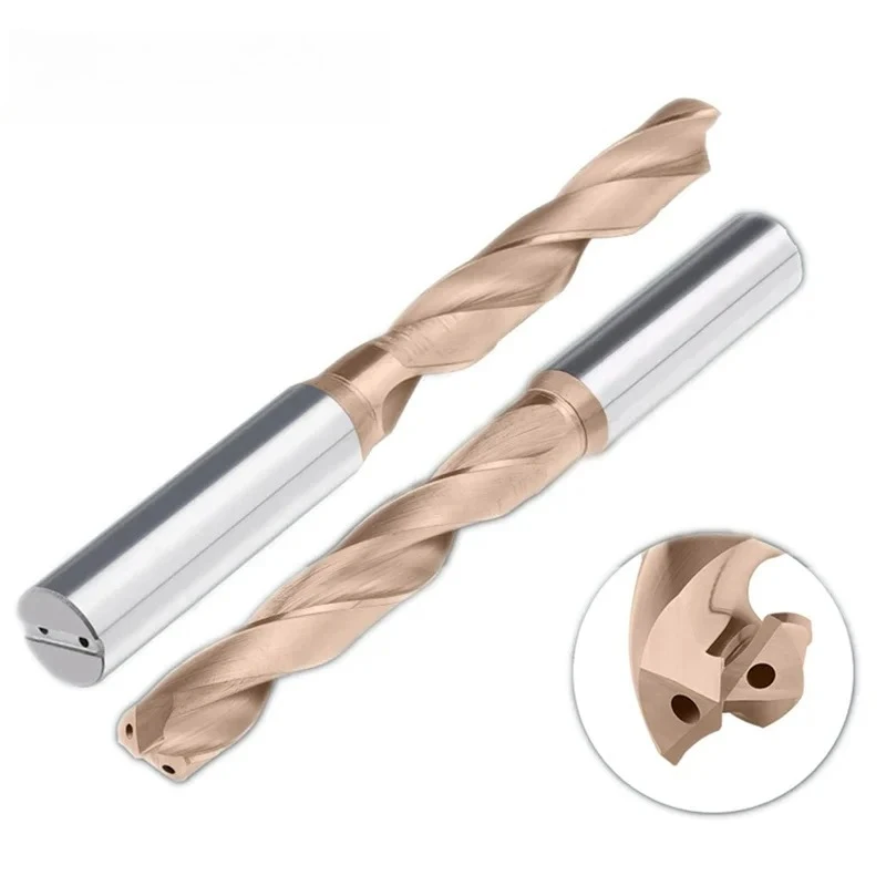 Coated Carbide Drill Bits, d1-D16, Shank D4-D16, Internal & External Cooling, for CNC Metal Drilling