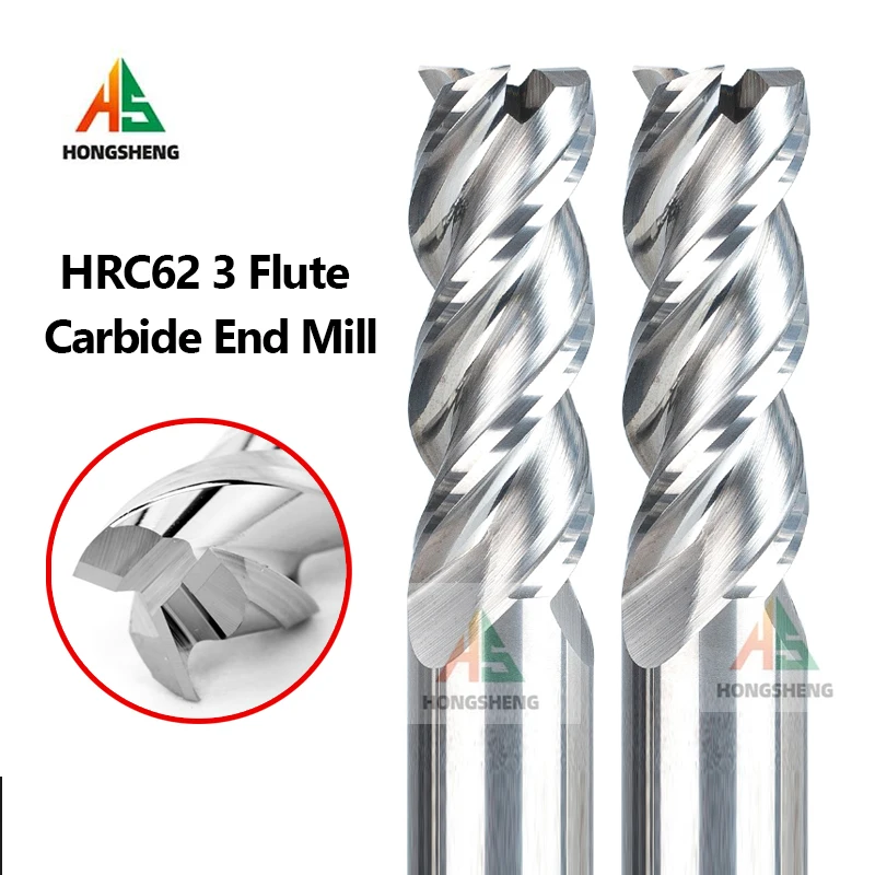 

3 зуба из карбида вольфрама RC62 HRC55 с 3 канавками, ЧПУ Инструмент 1 2 3 4 5 6 8 20 мм для алюминия, акрила, дерева, меди, пластика 3 флейты