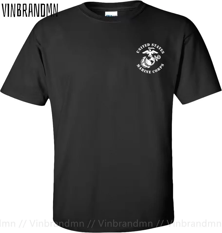 US Marines Fashion T-Shirt Classic Emblem Crest Marine USMC T Shirt Men Women Unisex Short Sleeve Casual 100% Cotton Tshirt