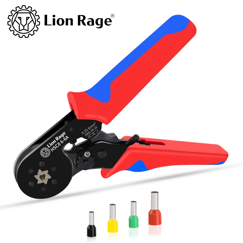 Mini adjustable hexagonal crimping pliers HSC8 6-6 0.25-6mm for ferrule terminals ²/ 24-10AWG Ratchet Connector Electrical Tools