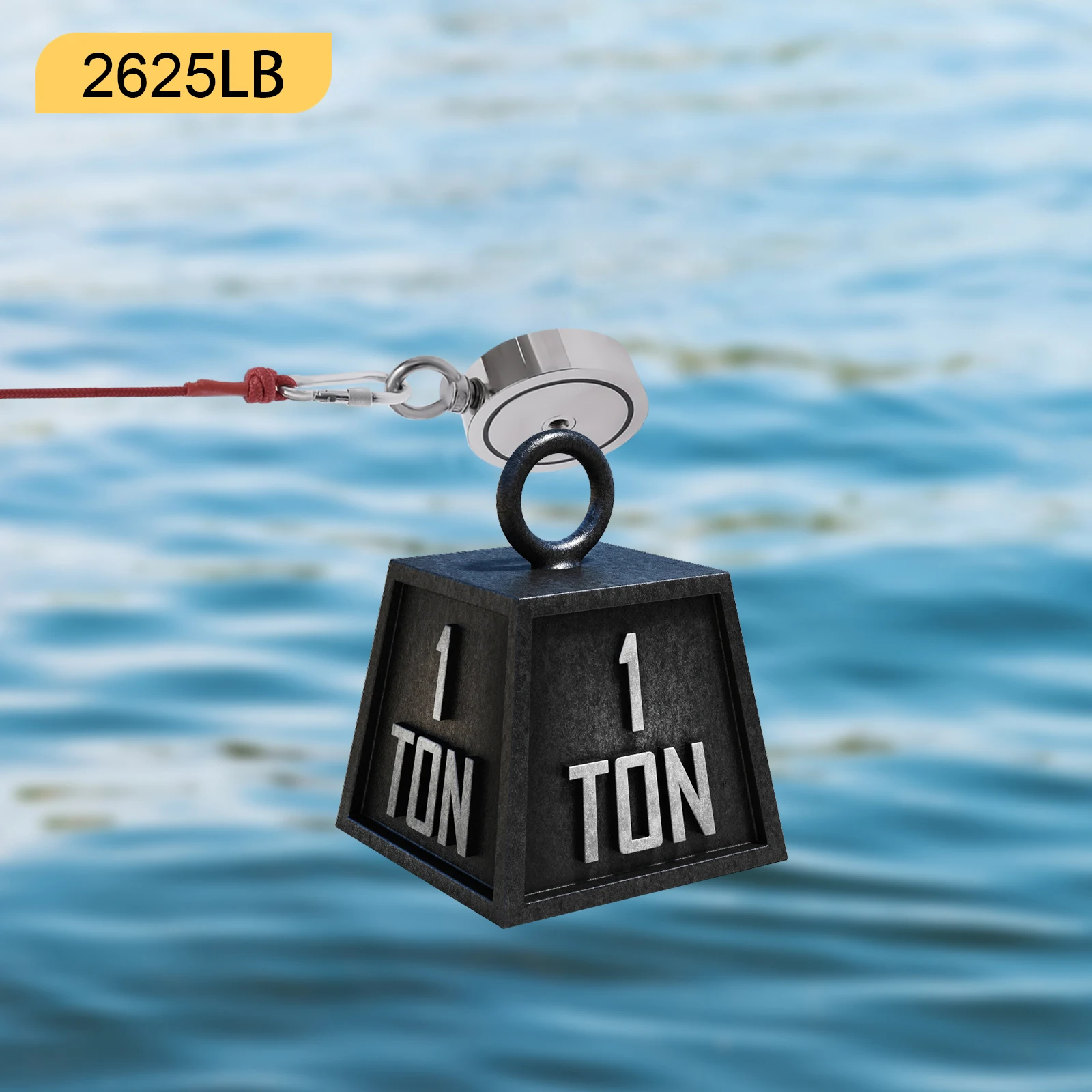 

Double-Sided Fishing Magnet Fishing Equipment Holder 1190kg Pull Force 30m Rope for Underwater Treasure Hunting & Metal Recovery