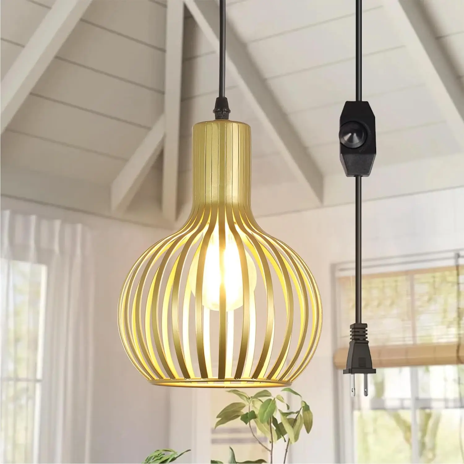 Depuley Adjustable Gold Pendant Lighting Over Sink, Farmhouse Metal Pendant Lights