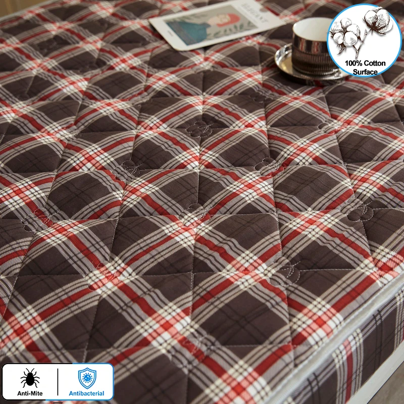 Quilted Mattress Pad Cover, 100% Cotton Surface Anti‑Mite Antibacterial Mattress Protector, Thick Soft Bed Mattress Topper Cover