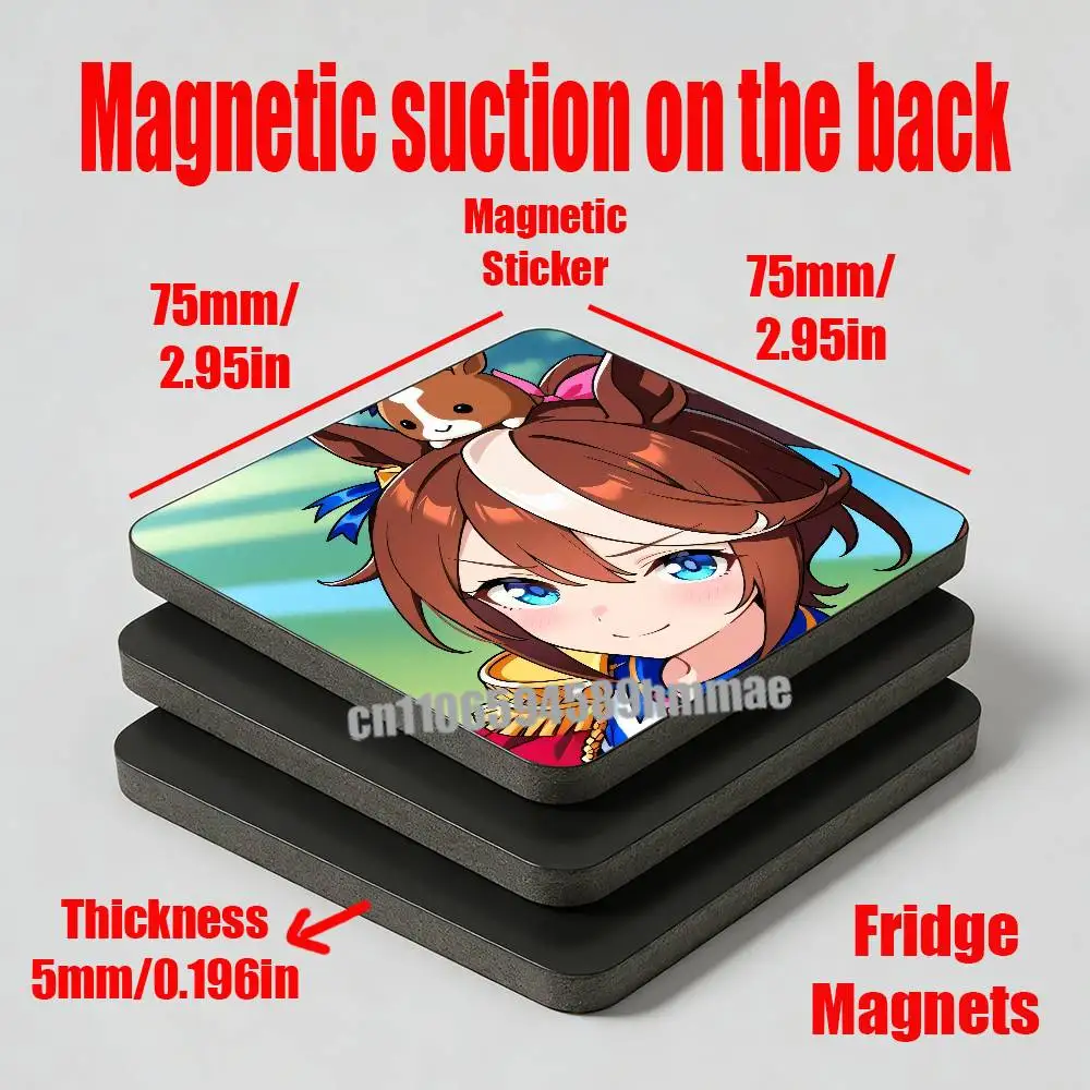 For U-Umamusume Pretty Derby Tokai Teio Refrigerator Magnets Metal Cabinet Custom Fridge Freezer Magnetic Cards Cover