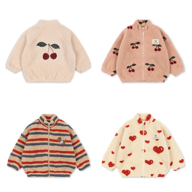 Autumn Kids Coats Lamb wool zipper jacket Baby Tops Girls Trendy Casual  Outerwear  Baby girl Clothes