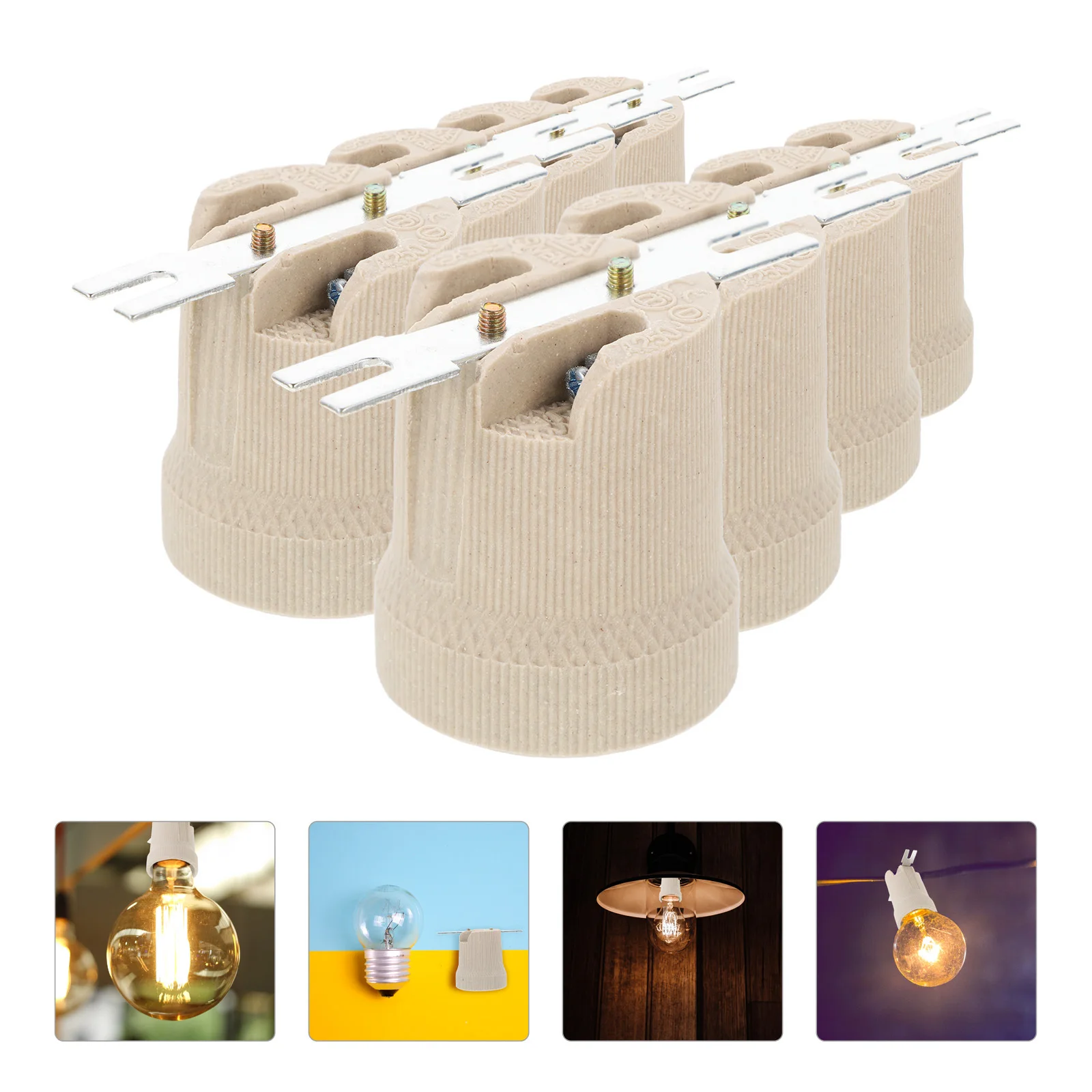 

12pcs E27 Ceramic Lamp Holder Threaded Bulb Base Heat Resistant Light Socket For Led Halogen Ceiling Wall Decor Lighting