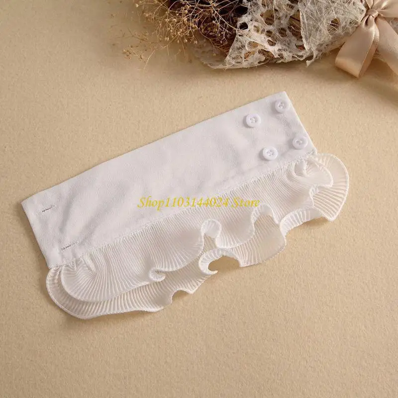 n5ke-取り外し可能なシャツ-プリーツ-フレア-スリーブ-偽袖口-ソリッド-カラー-プリーツ-レイヤード