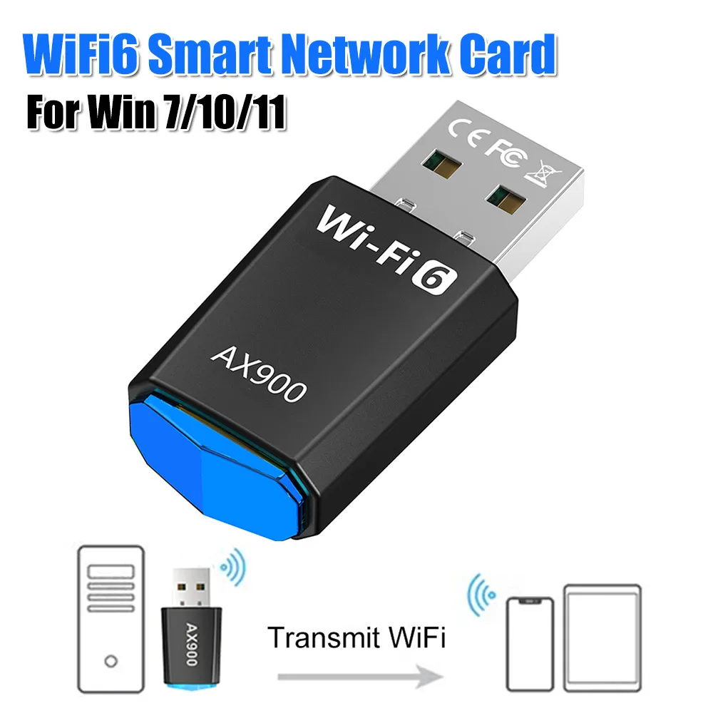 

AX900 Driver-Free Wireless Network Card Dual-Band WiFi Adaptador 900Mbps USB WiFi Dongle 2.4G&5GHz for Laptop Windows 7 10 11