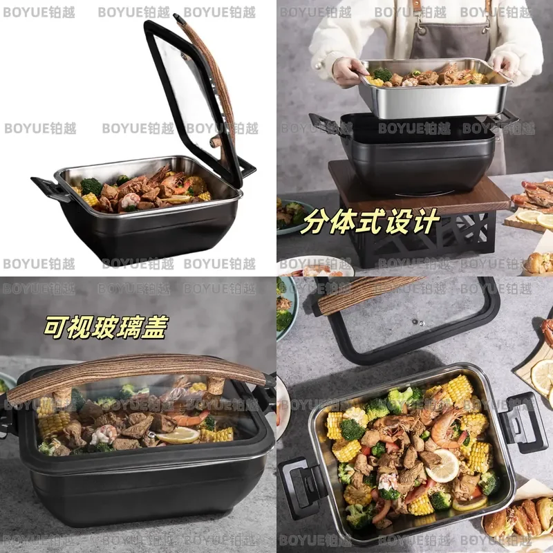 Commercial Stainless Steel Electric Buffet Warmer Rectangular Food Heater for Hotel Restaurant Canteen Breakfast Serving Tray