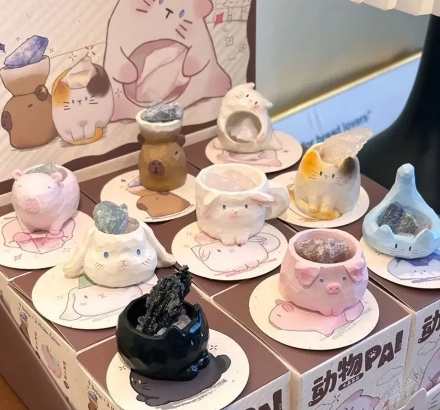 

Самая продаваемая слепая коробка с кристаллами животных Pal, детская настольная игрушка для девочек, подарочное украшение, милая фигурка домашнего животного второго поколения, сделай сам