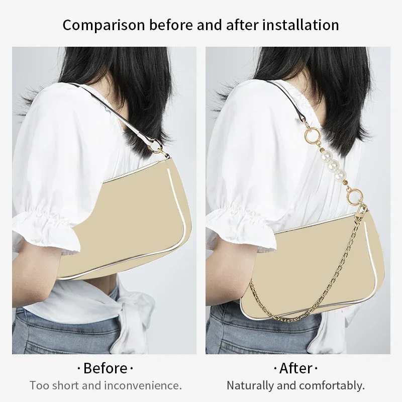 Luxury Bag Chain Extender for LV COA-CH Bags Strap Extension Purse Pearl Chain Underarm Diagonal Handbag Belt Bag Accessories