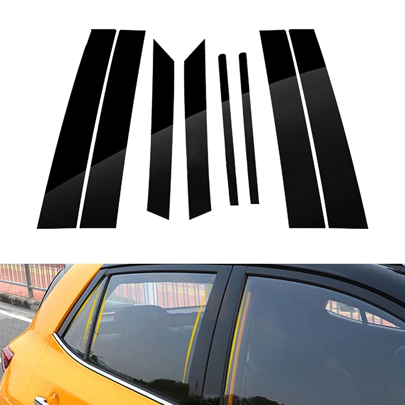 

8PCS For Kia STONIC 2018 2019 2020 2021 2022 Glossy Black Door Trim Pillar Posts Window Stickers Cover Decoration Accessories