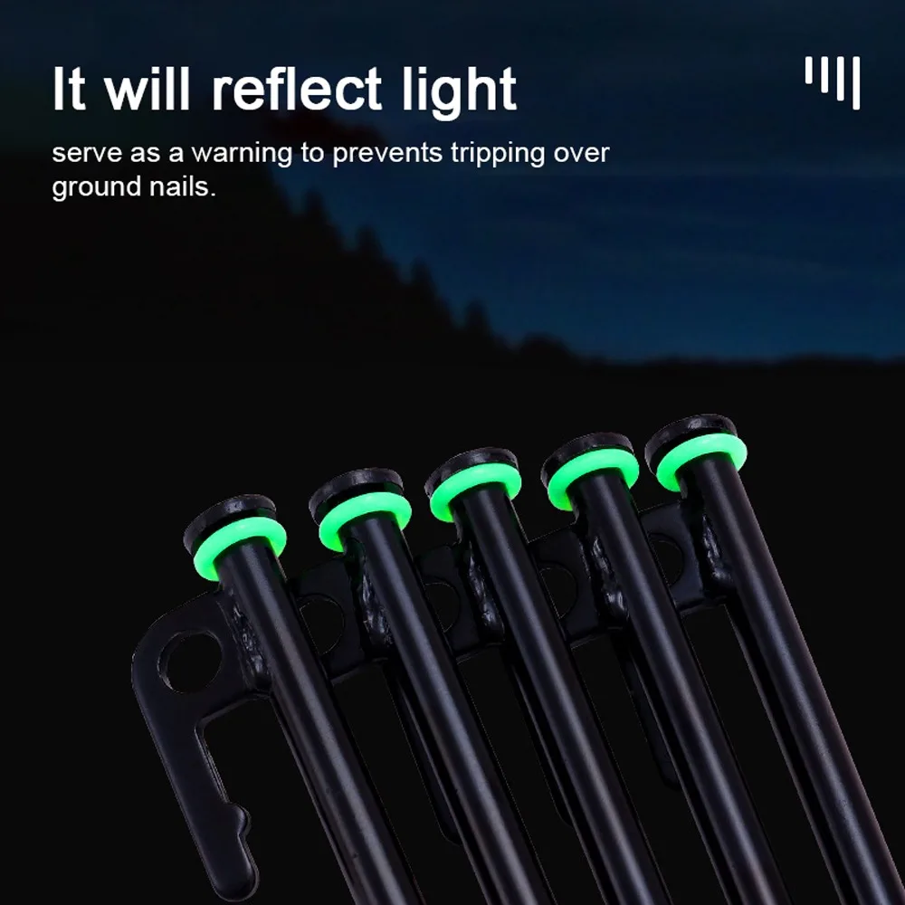 100 Pcs Silicone Tent Ground Nail Luminous Loop O-Loop Multifunctional Fluorescent Loop Tent Nail Luminous Ring