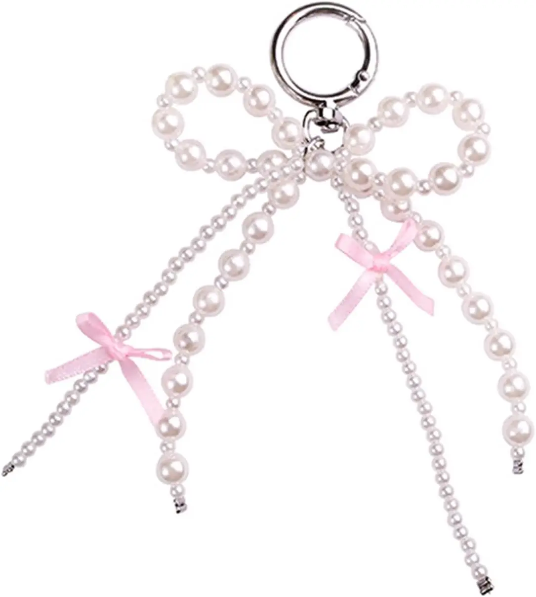 Pearl Bow Bag Charm for for Handbags, Cute Bowknot Keychain Purse Charms Bag Pendant for Women