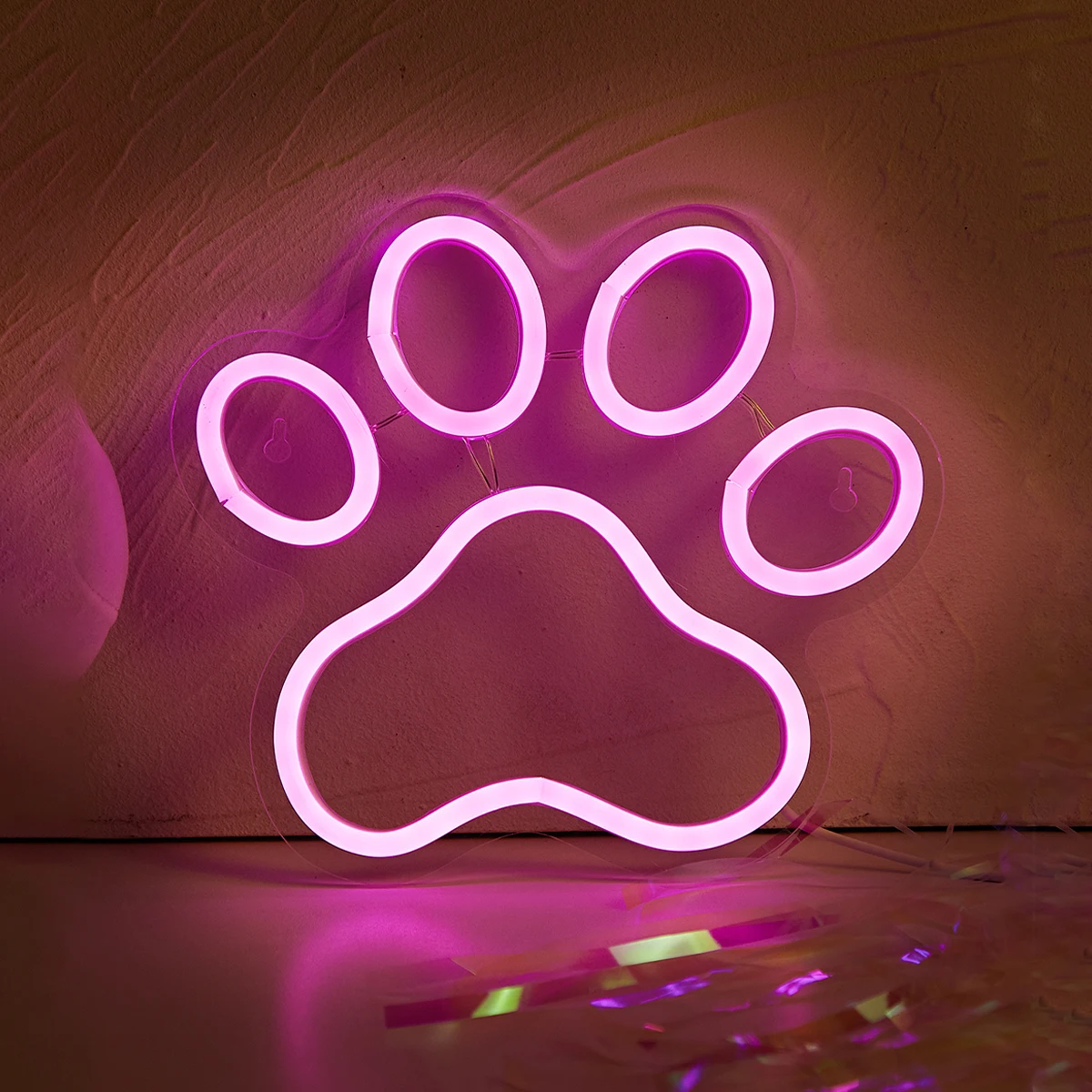 Chi-buy LED Neon Paw USB Powered Neon Signs Night Light 3D Wall Art & Game Room Bedroom Living Room Decor Lamp Signs