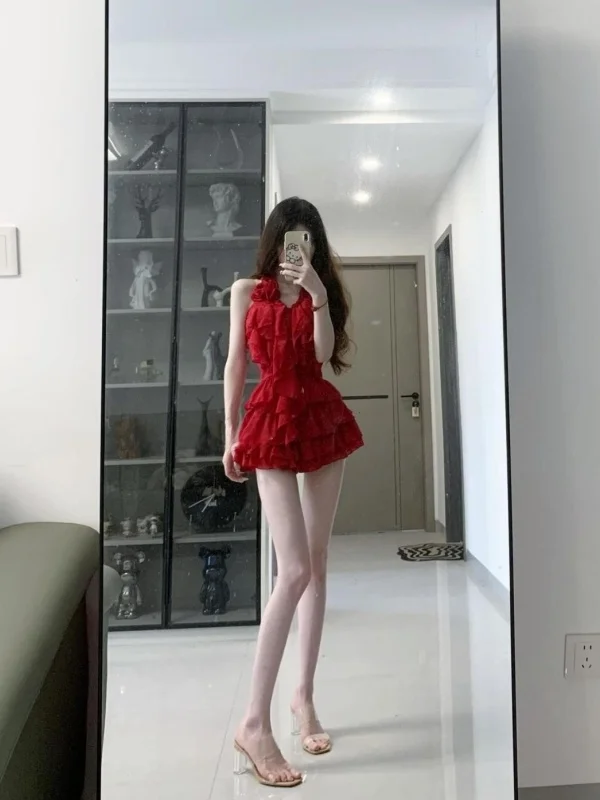 

Summer Unique Beach Vaion Sle Sexy Off-oulder Svel Slim Fit Cake Skirt ort Dr Women's Faion High Waist Pu...