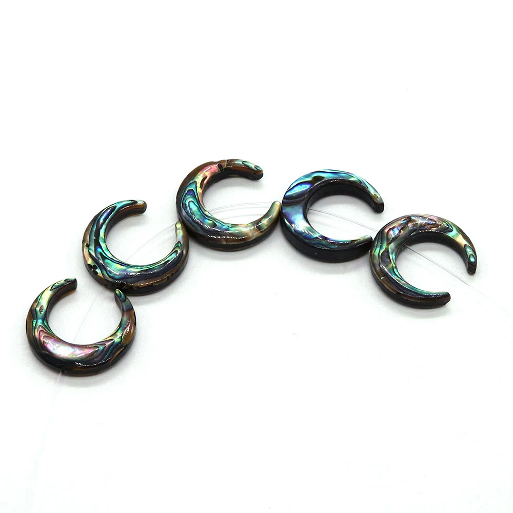 Natural Black Shell Beads Abalone Shell Moon Shape Loose Beads for Jewelry Making DIY Necklace Bracelet Earring Anklet Accessory