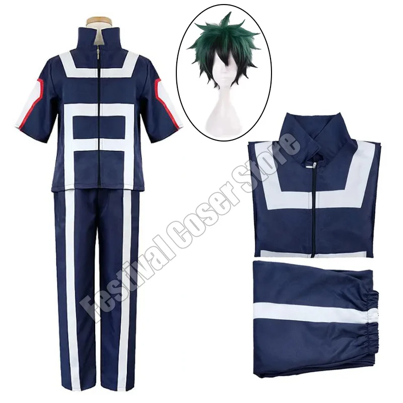 Disfraz de Cosplay de Bakugou Katsuki, Peluca de Anime My Hero Academia, Uniforme Escolar de Cosplay de Iida Tenya para Hombres y Mujeres, Disfraces de Halloween