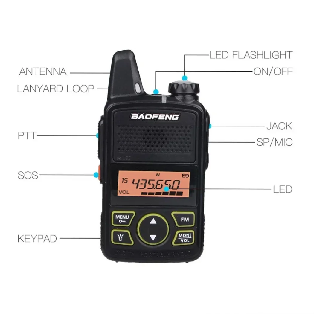 BAOFENG BF-T1 Mini Walkie Talkie UHF Handheld Two-way Radio bft1 Ham Radio Portable FM Transceiver Kids 5km CB Radio Intercom