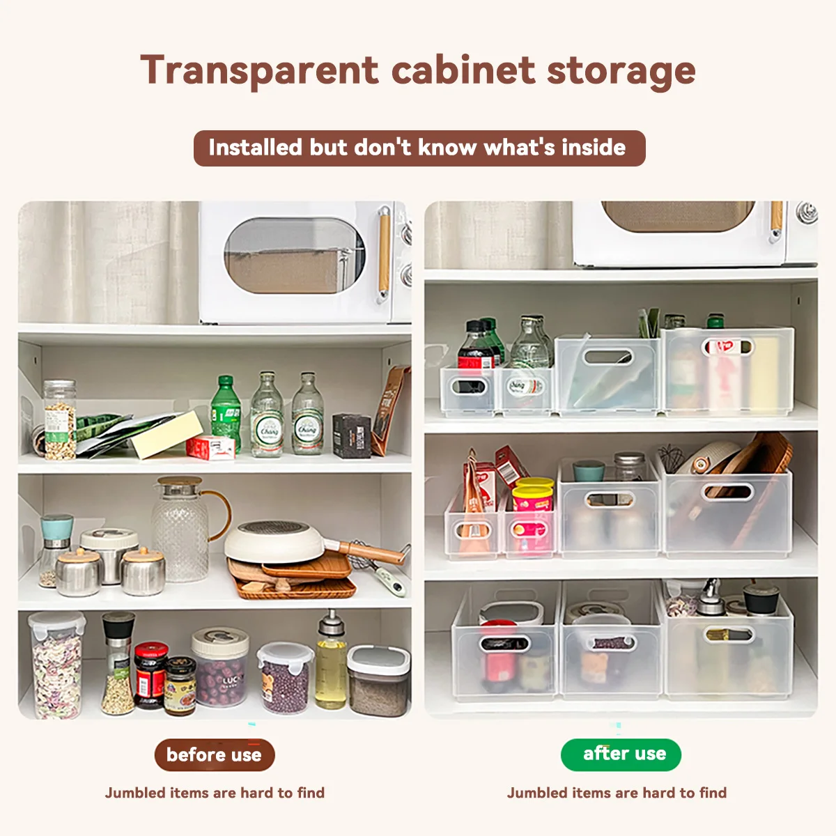 صندوق تخزين قابل للطي للخزانة من WORTHBUY مع مقبض، حقيبة تخزين بلاستيكية متعددة الوظائف قابلة للسحب، منظمة تخزين المطبخ #4