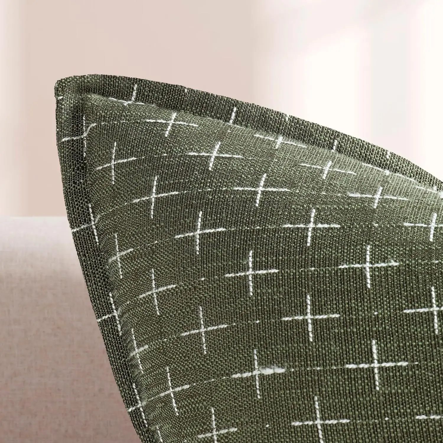 Pillow Covers Set of 2 Soft Polyester Textured Pillow Covers with Stylish Flange Edge Cozy Farmhouse Throw Pillows for Couch Bed
