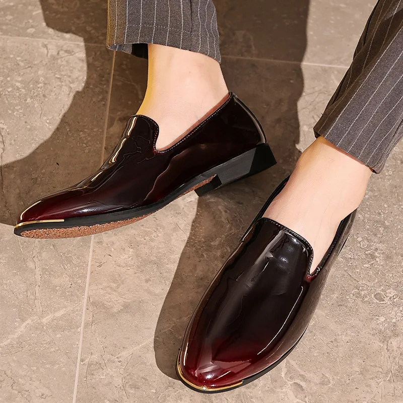 Party Shoes For Men Coiffeur Wedding Shoes Men Elegant Italian Brand Patent Leather Dress Shoes Men Formal Sepatu Slip On Pria
