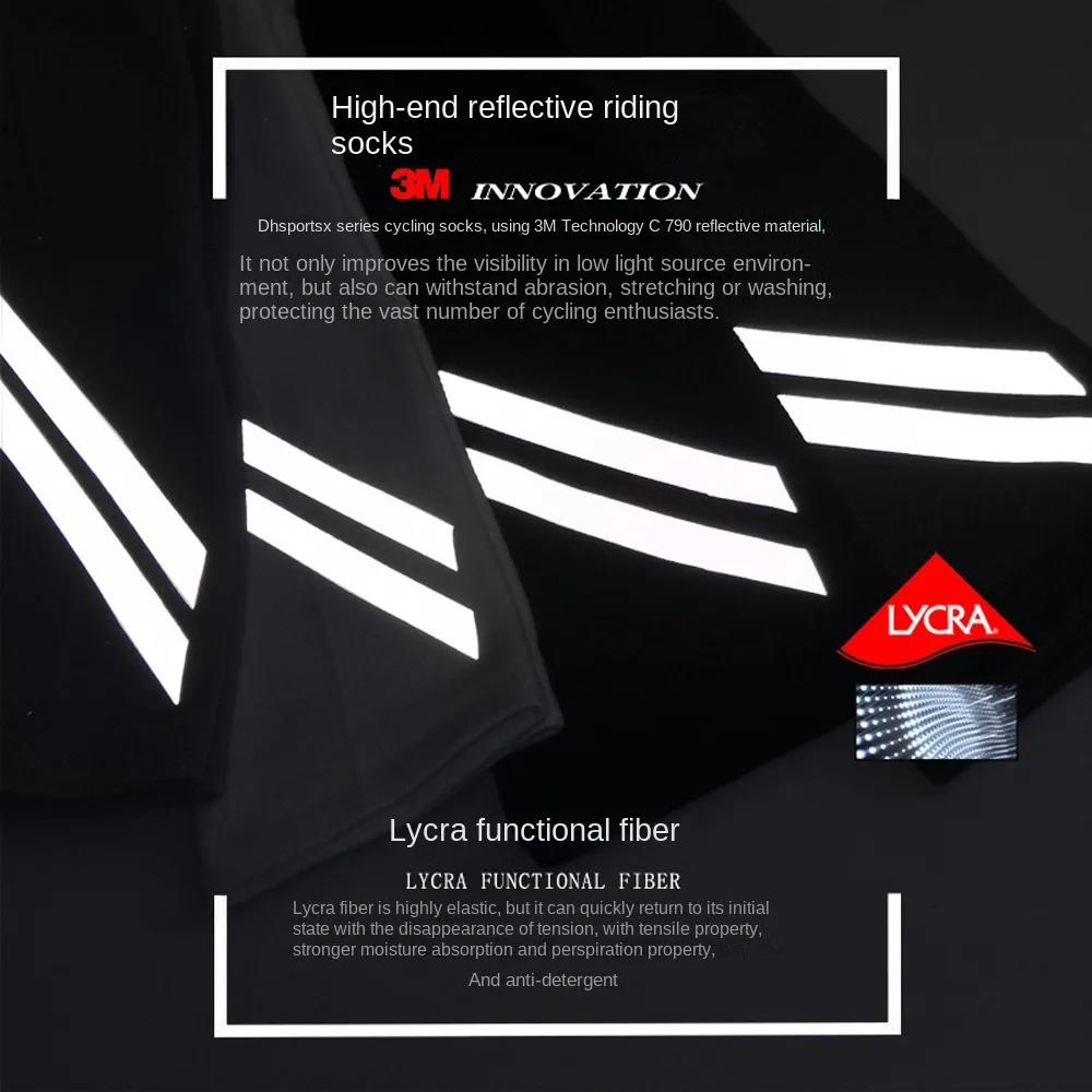 

1 Pair Reflective Reflective Cycling Socks Breathable Sweat-absorbent Reflective Sports Socks Deodorant Wear Resistant