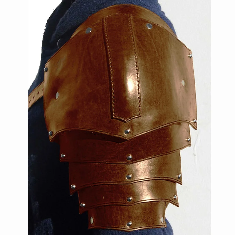Medieval PU Leather Shoulder Armor Pauldrons Viking Knight Warrior Cosplay Costume Larp Accessory Spaulders Halloween Props Men