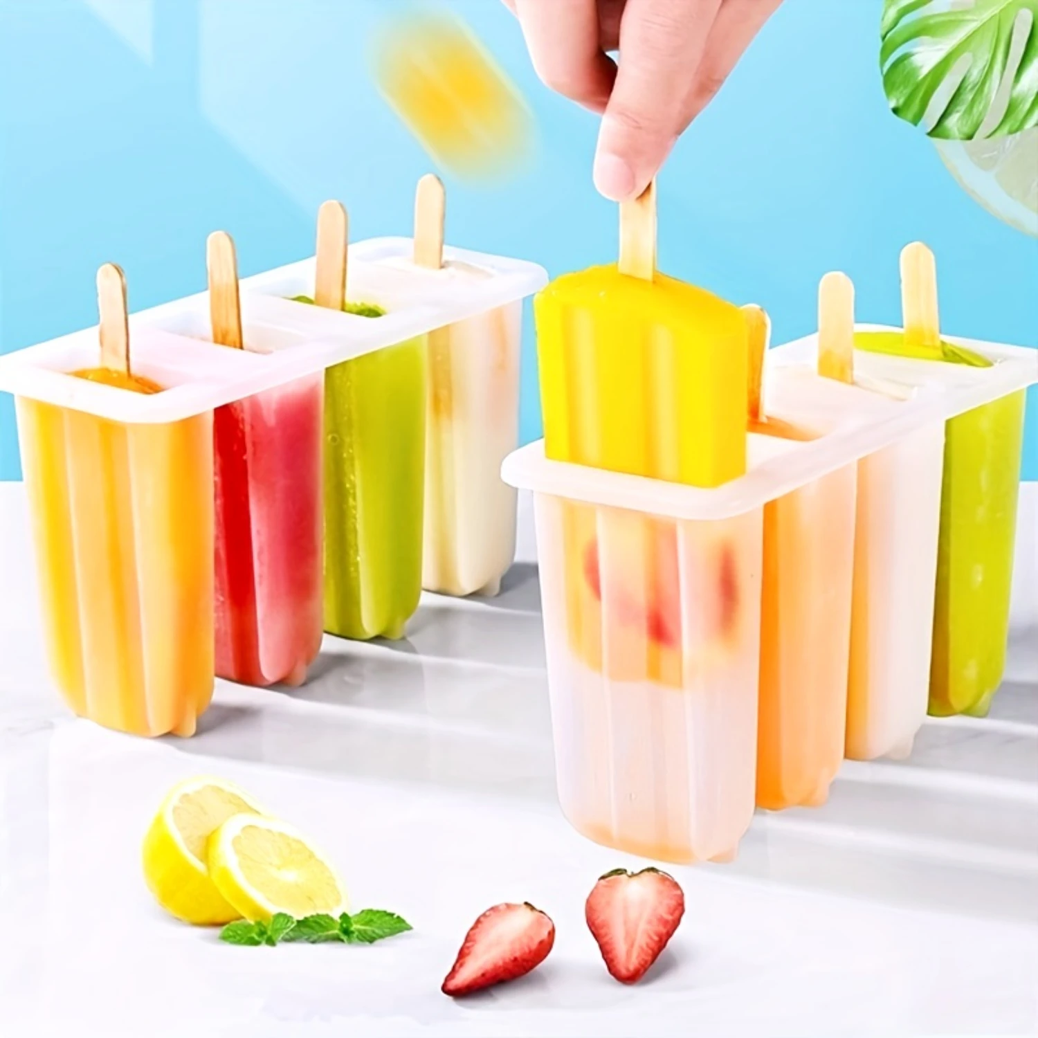 1pc Plastic Ice  Mold, Lead-Free Reusable Popsicle Maker, PP Creative  Ice Cube Tray, Safe Jelly Mold for Kitchen Accessories