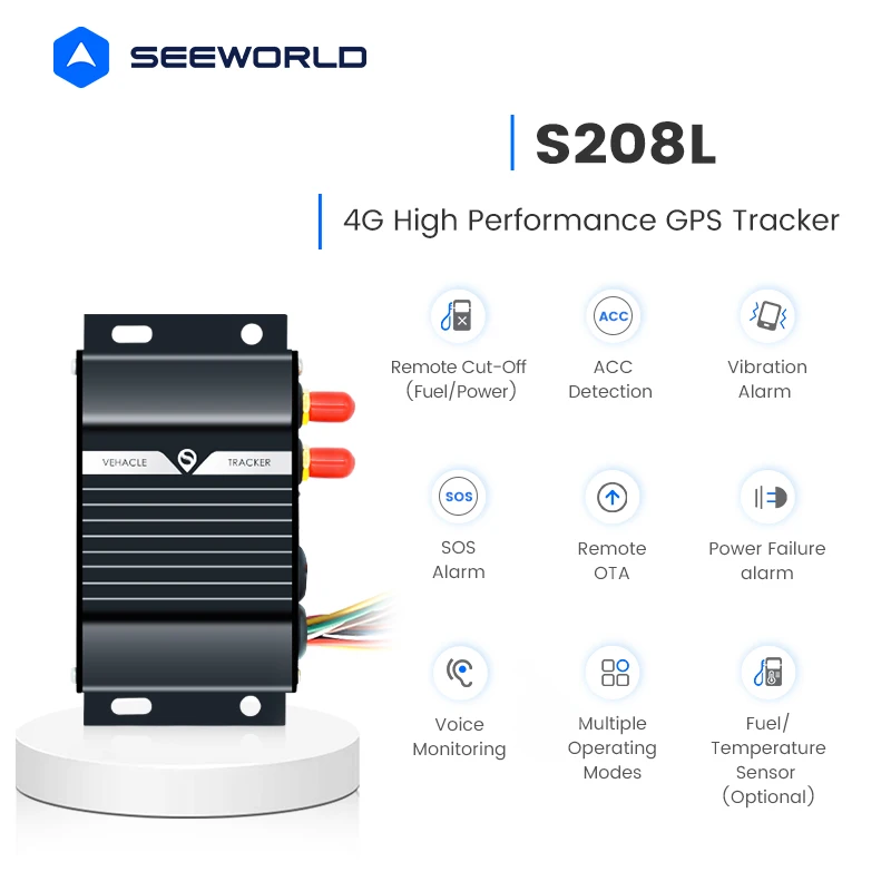 SEEWORLD S208L Car Tracker GPS Vehicle Monitoring With Fuel Sensor FCC Rohs Certified For Automotive Fleet Management For Trucks