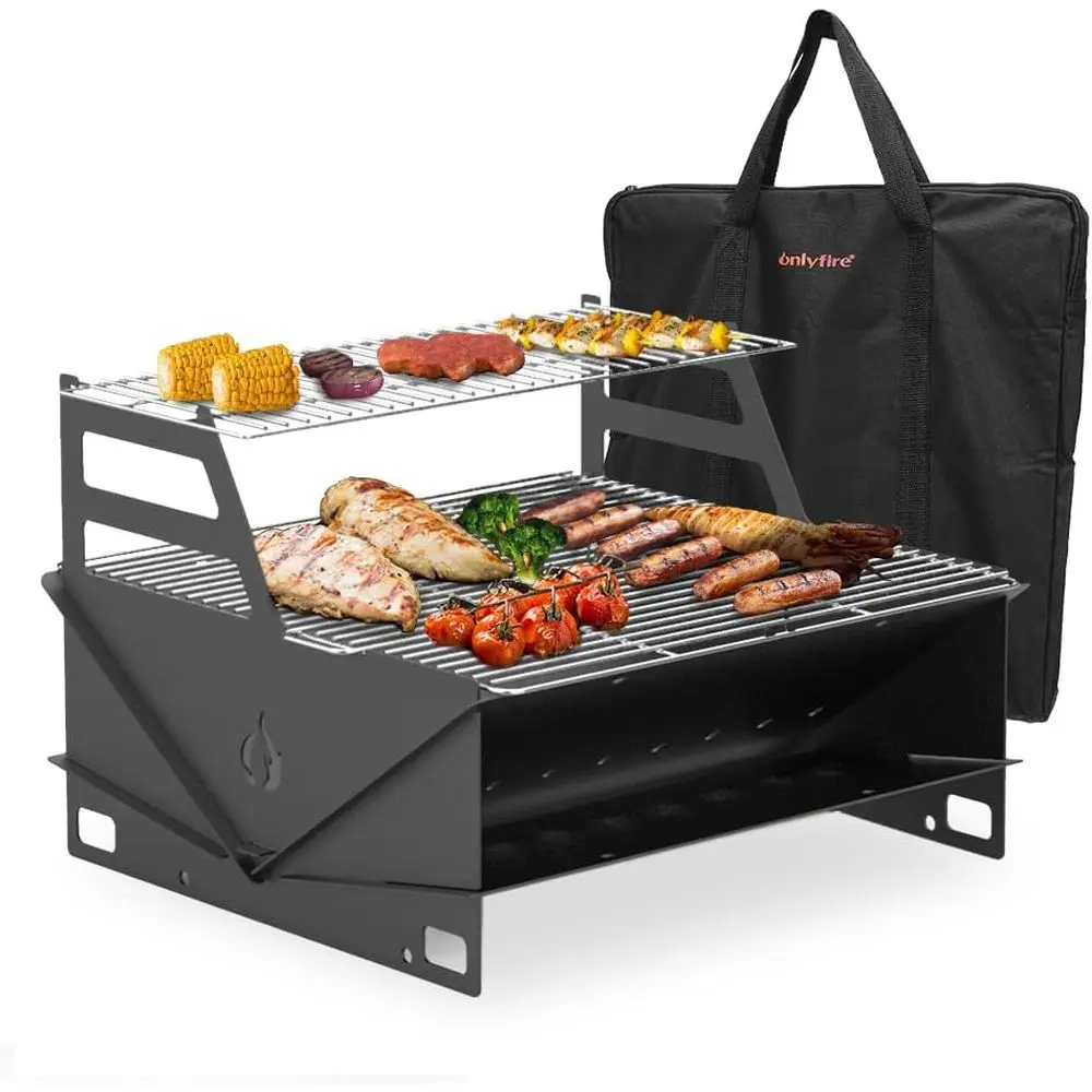 

Portable Charcoal Grill, Outdoor Barbecue Camping Grill Tabletop BBQ Grill with Warming Rack and Handbag for Picnic, Hiking, Bac