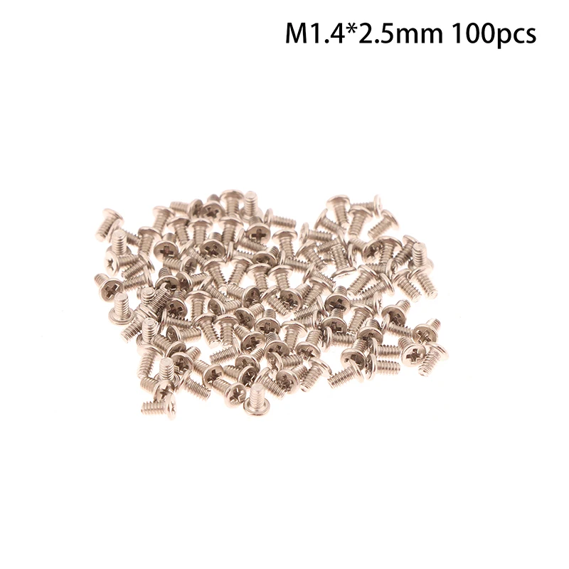 100Pcs/Pack M1.4 2.5MM 3.0MM 3.5MM Screws Flat/Round Head Cross Screws For Electronic Products Glasses Mobile Phone Screws